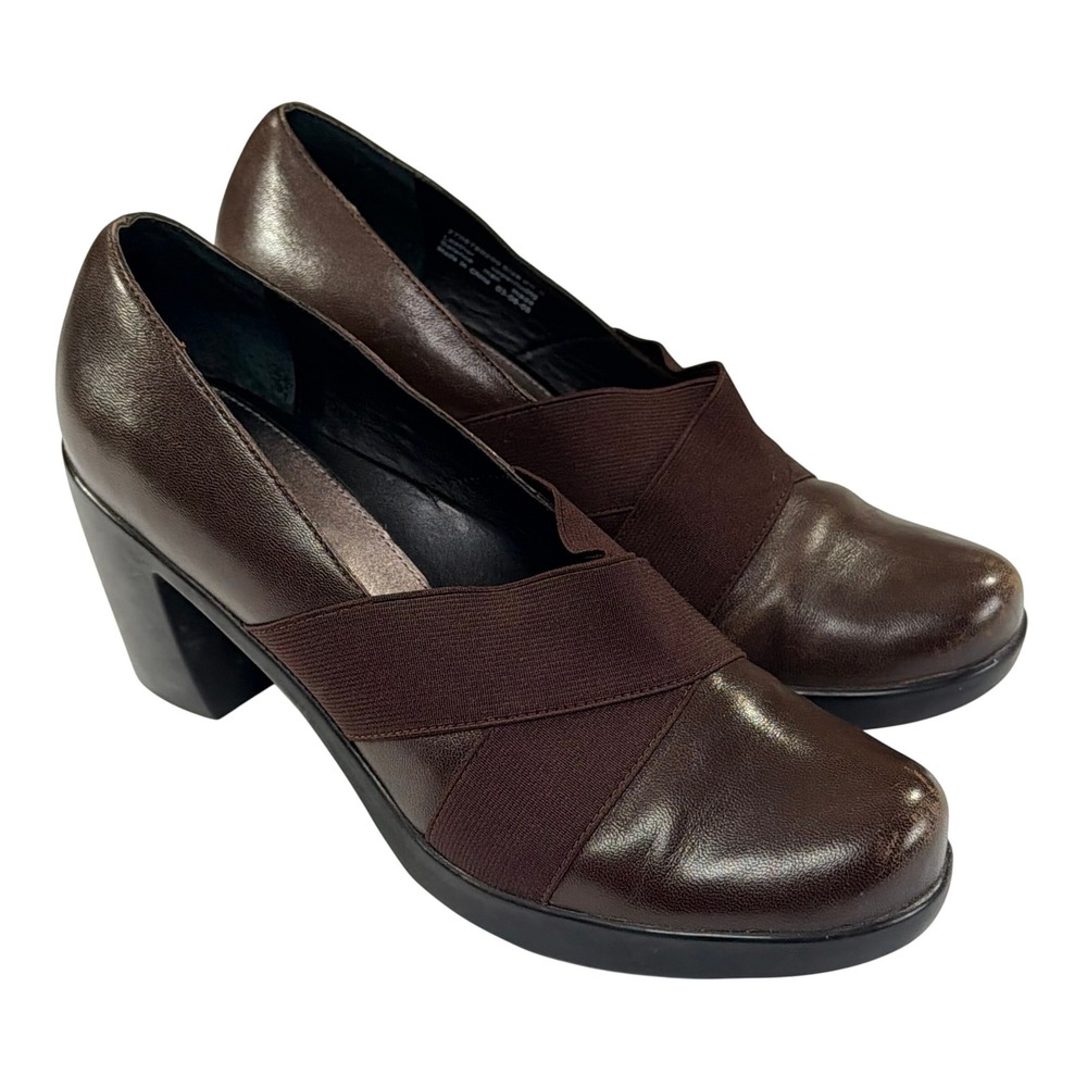 Dansko Tori Nappa Heel Pumps‎ Womens 39.5/9-9.5 Brown Leather Elastic Strap Shoe